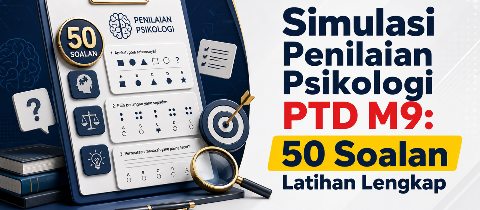 Simulasi Penilaian Psikologi PTD M9: 50 Soalan Latihan Lengkap