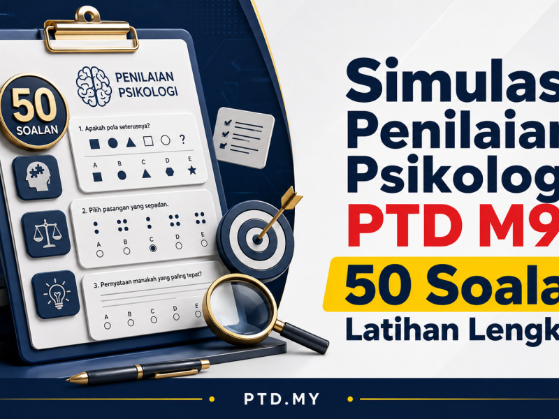 Simulasi Penilaian Psikologi PTD M9: 50 Soalan Latihan Lengkap
